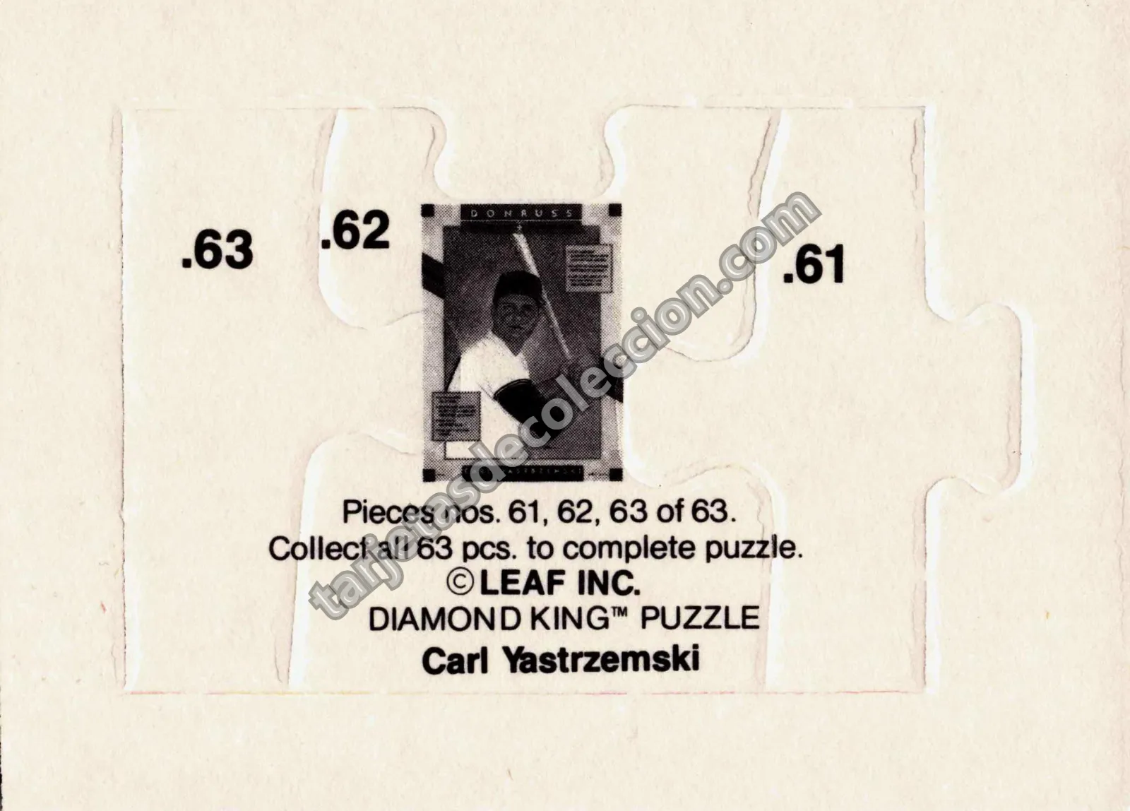 1984 Donruss Diamond Kings Puzzle Carl Yastrzemski #61-63