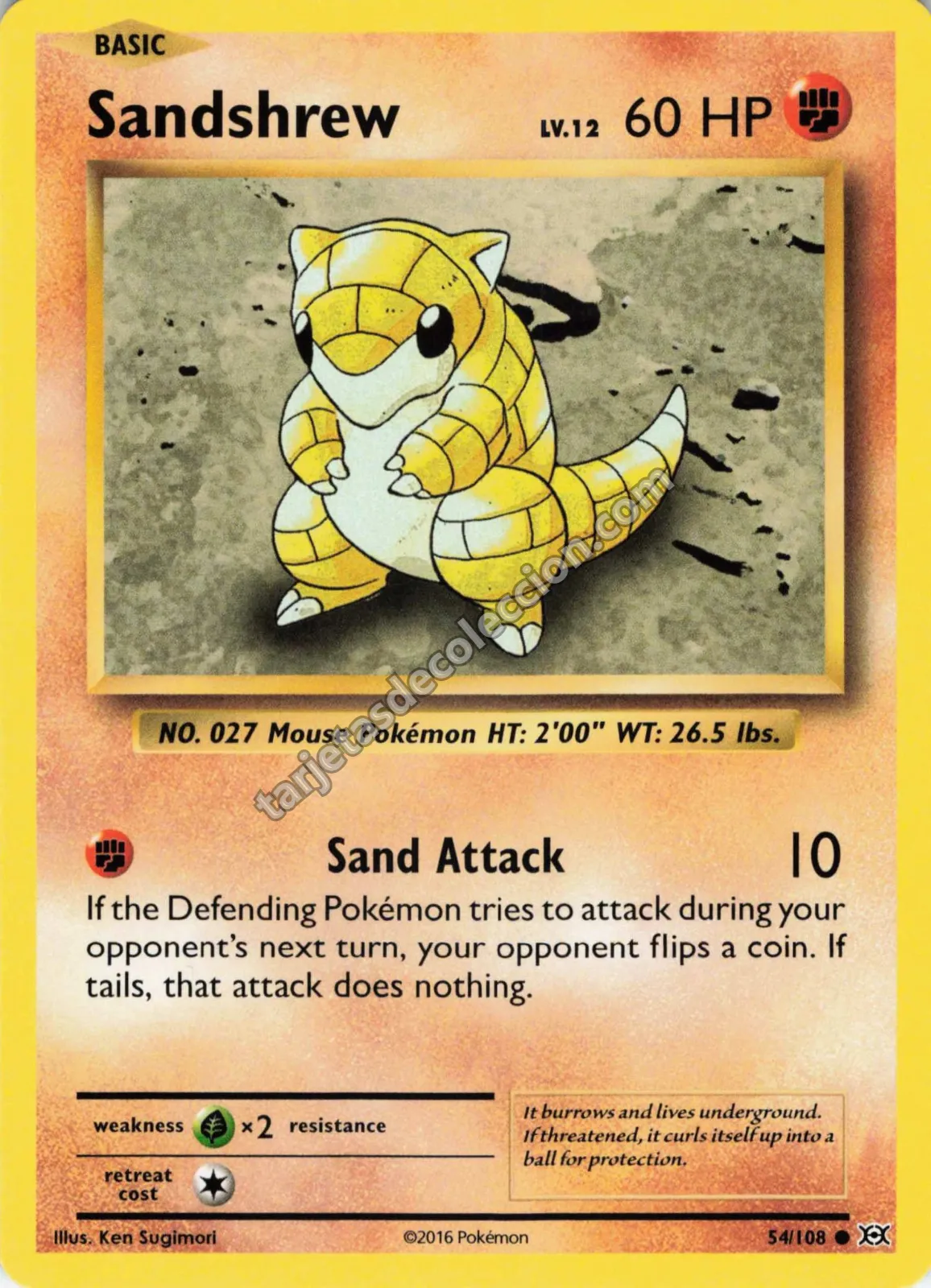 2016 Pokémon XY Evolutions Sandshrew #54